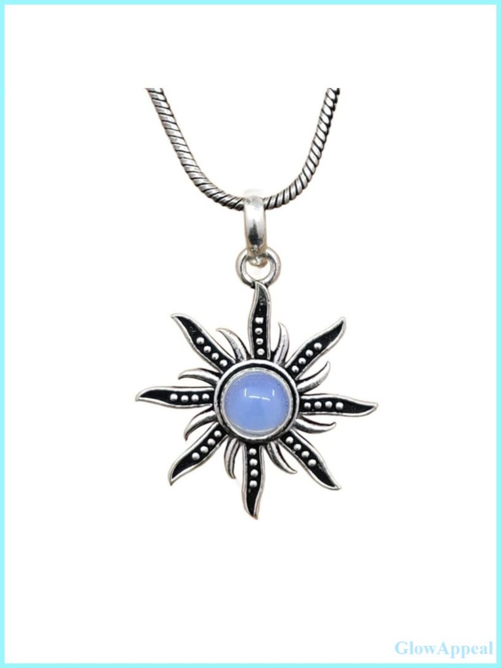 Silver Opal Sunburst Pendant Necklace Natural Gemstone Gift for Her